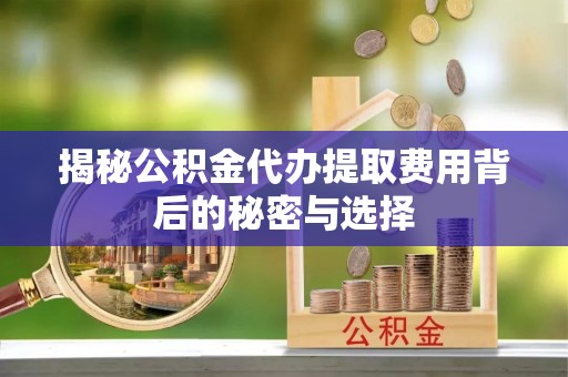 靖宇揭秘公积金代办提取费用背后的秘密与选择