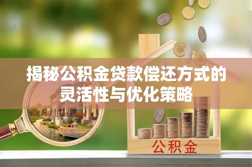 靖宇揭秘公积金贷款偿还方式的灵活性与优化策略