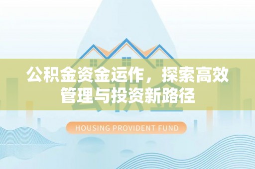 靖宇公积金资金运作，探索高效管理与投资新路径